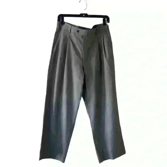 Aldo Ferrari Mens Pants 100 % Wool Rome Italy Size S34 Pleated Formal Office - Picture 1 of 13